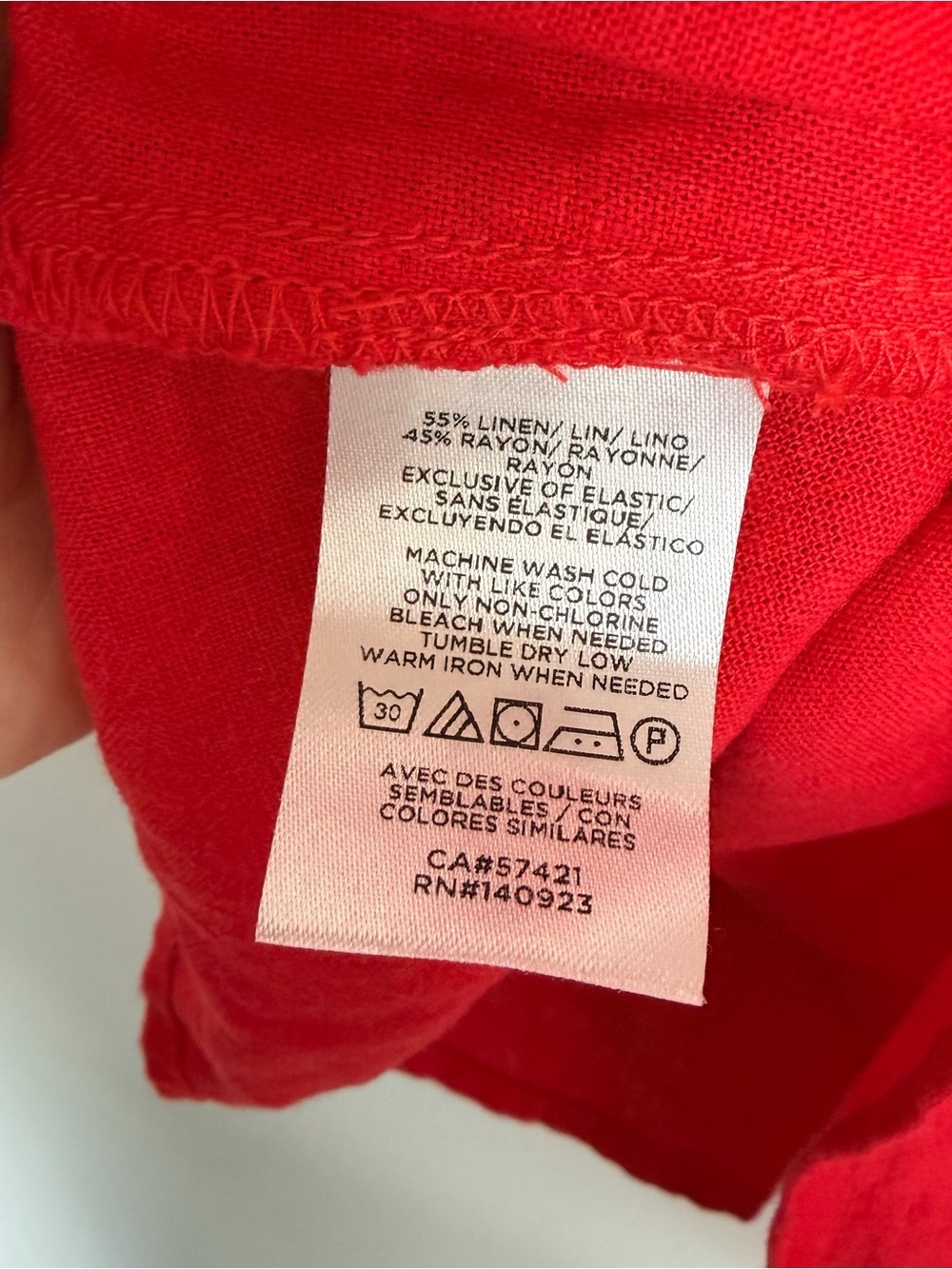 LOFT Red Linen Blend Tie-Front Bow Smocked Back Cami Tank Top Top Size Small - Picture 5 of 7